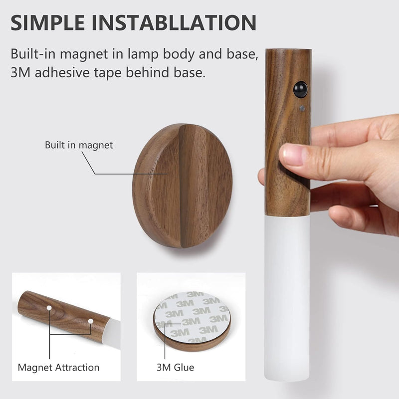 Rechargeable Wooden Stick Wall Sconce Lights for Bedroom Corridor Staircase - TUZZUT Qatar Online Shopping