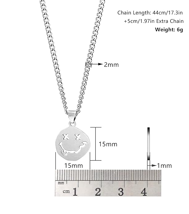 Smile Face Women's Pendants Necklaces Gothic Smiley Cool Hippie Streetwear Men's Necklaces H00