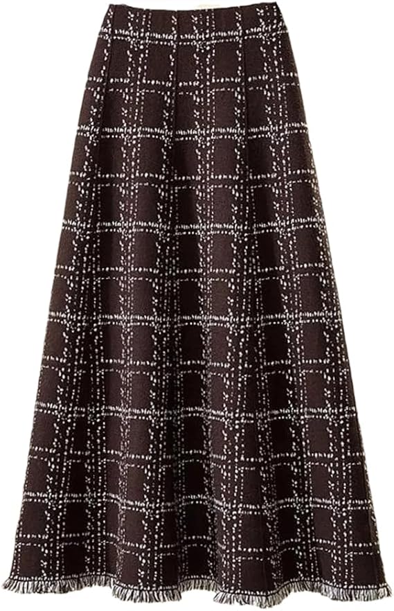 Vintage Fringe Plaid Knitted Skirt 58848 - TUZZUT Qatar Online Shopping
