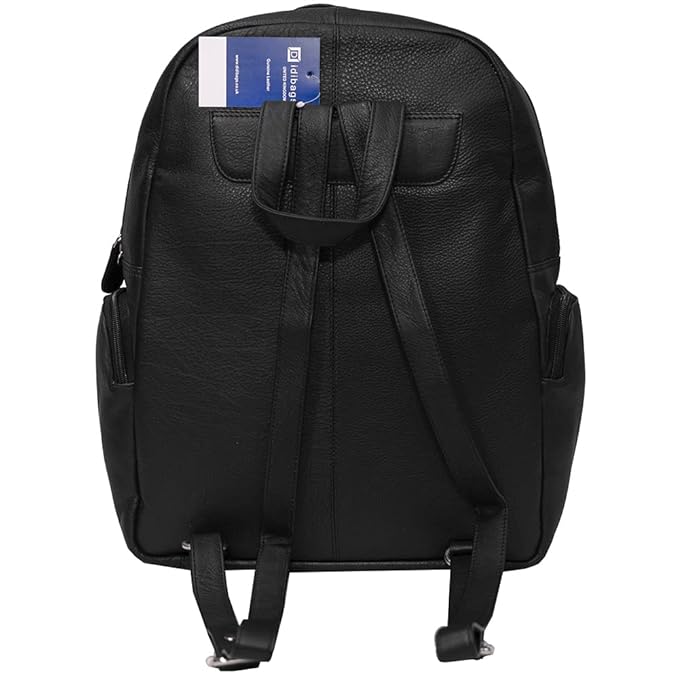 Genuine Leather Unisex Backpack With Nylon Zip Opening