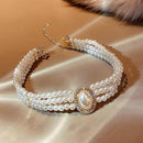 Aleasha White Pearl Necklaces Earrings Set AL88