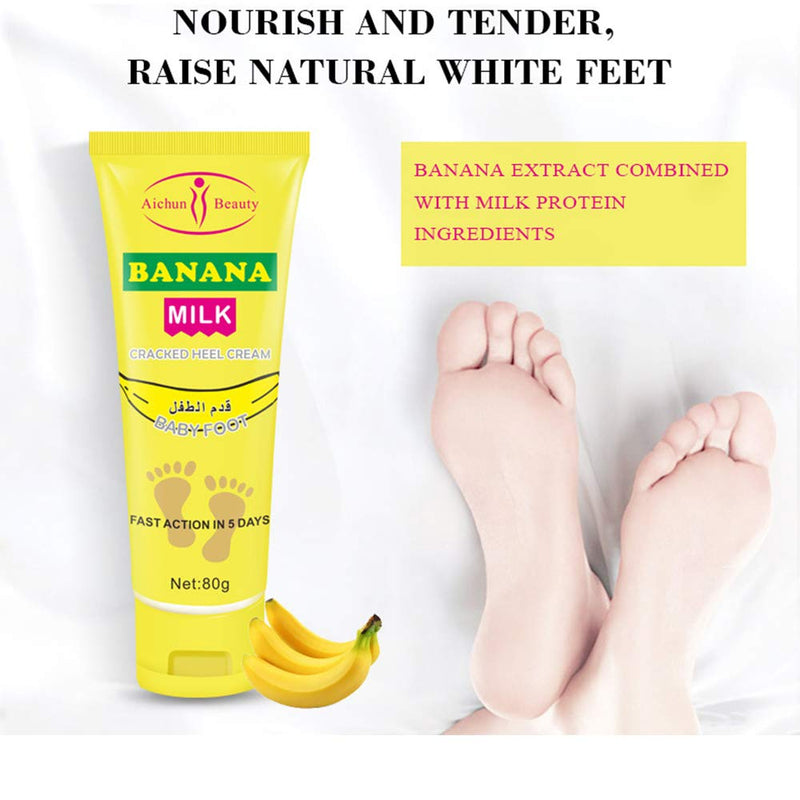 AICHUN BEAUTY Cracked Heel Cream Foot Care Banana Milk Cream Rough Dry Skin Baby Foot 80g - Tuzzut.com Qatar Online Shopping