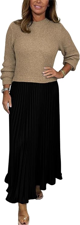 Sweatshirt Top and Pleated Bottom 170330 Sweatshirt Top and Pleated Bottom 170330
