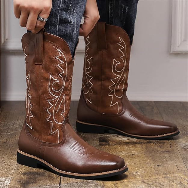 Fashion Round Toe Embroidered Western Cowboy Boots 124250 - TUZZUT Qatar Online Shopping