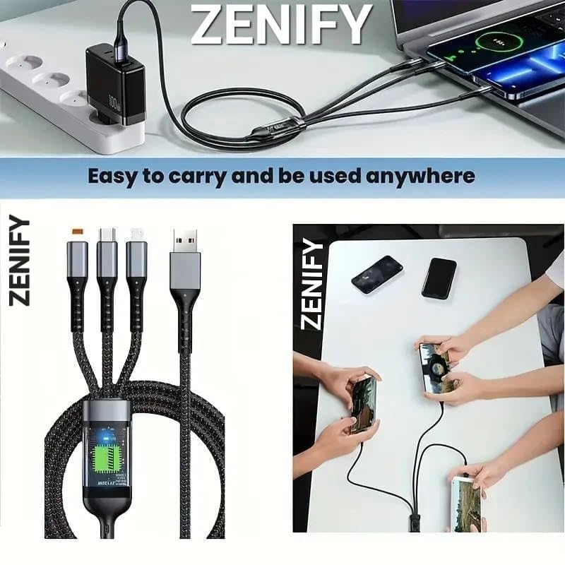 3 In 1 Super Fast Charging Usb Cable (Lightning- Type C- Micro) S224 3 In 1 Super Fast Charging Usb Cable (Lightning- Type C- Micro) S224