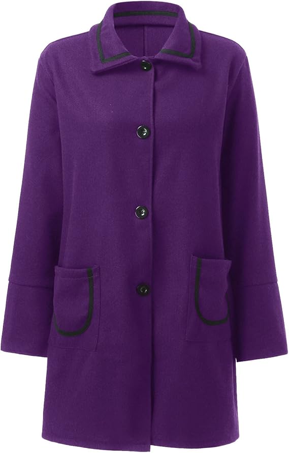 Purple Stand Collar Wool Winter Jacket 59040 - TUZZUT Qatar Online Shopping