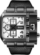 OULM 3364 Brand Original Rectangle Unique Design Men Wristwatch Wide Dial Leather Strap Quartz Watch S4589316 - Tuzzut.com Qatar Online Shopping