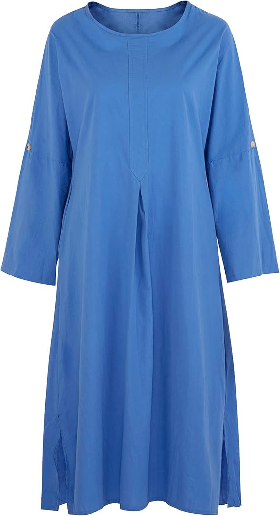 Women's Cotton Linen Dress with Pocket Loose Dress Kaftan Dress Long Sleeve Summer Maxi Casual Sundress B75973 Women's Cotton Linen Dress with Pocket Loose Dress Kaftan Dress Long Sleeve Summer Maxi Casual Sundress B75973
