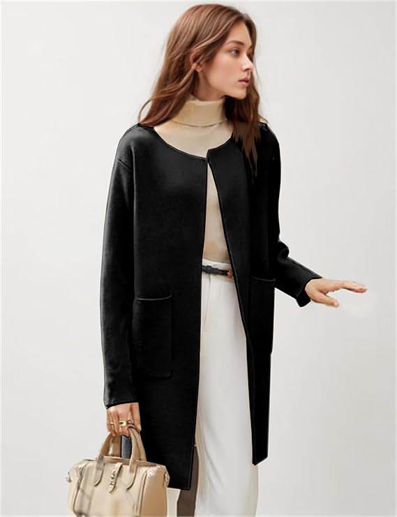 Women's Casual Open Front Cardigan Sweater Coat with Pockets 172597 - TUZZUT Qatar Online Shopping