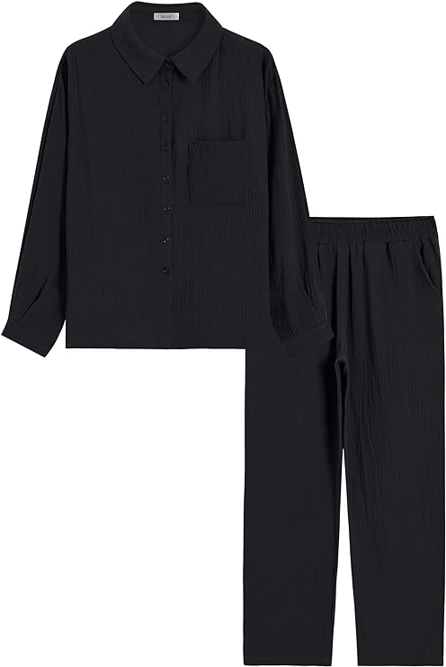 Latuza Women's Cotton Pajama Pants M Black at  Women's