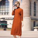 Autumn Winter High Neck Warm Wave Pattern Long Sweater 72556