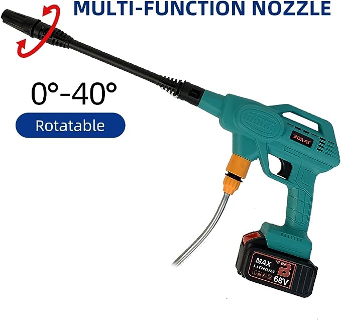 Cordless Pressure Washer with 2pcs 68V Large Capacity Battery for Washing Cars/Fences/Siding X4582520 - Tuzzut.com Qatar Online Shopping