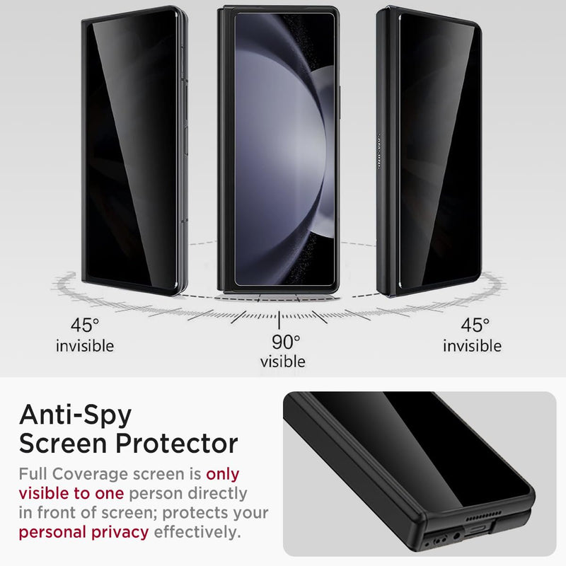 Miimall for Samsung Galaxy Z Fold 5 Case with Privacy Screen Protector, Built-in Convenient Adjustable Kickstand