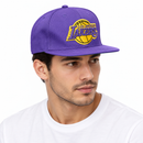 Purple Flat-Brim Cap with Lakers Embroidery