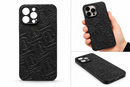 I Phone 13 pro Black Embossed Monogram Pattern Phone Case MF 1954