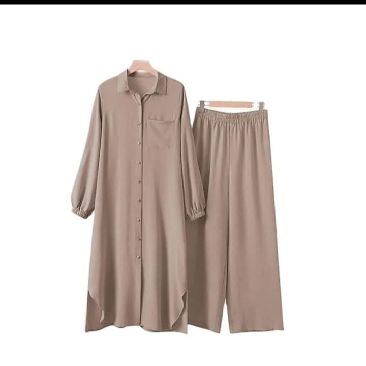 Turkey Abaya Suit Women Long Shirts Wide Leg Pants P568974 - TUZZUT Qatar Online Shopping