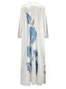 Long Sleeves Buttoned Contrast Color Flower&Leaves Print Muslim V-Neck Maxi Dress M 133414 - TUZZUT Qatar Online Shopping