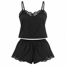 Women’s Black Lace-Trim Camisole & Shorts Sleepwear Set 543654 - M