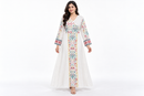 Women’s White Geometric Print Long-Sleeve Maxi Dress S4976883 - S