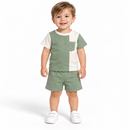 Boys’ Sage Green & Cream Colour Block T-Shirt and Shorts Set 1546374 - 18–24 Months