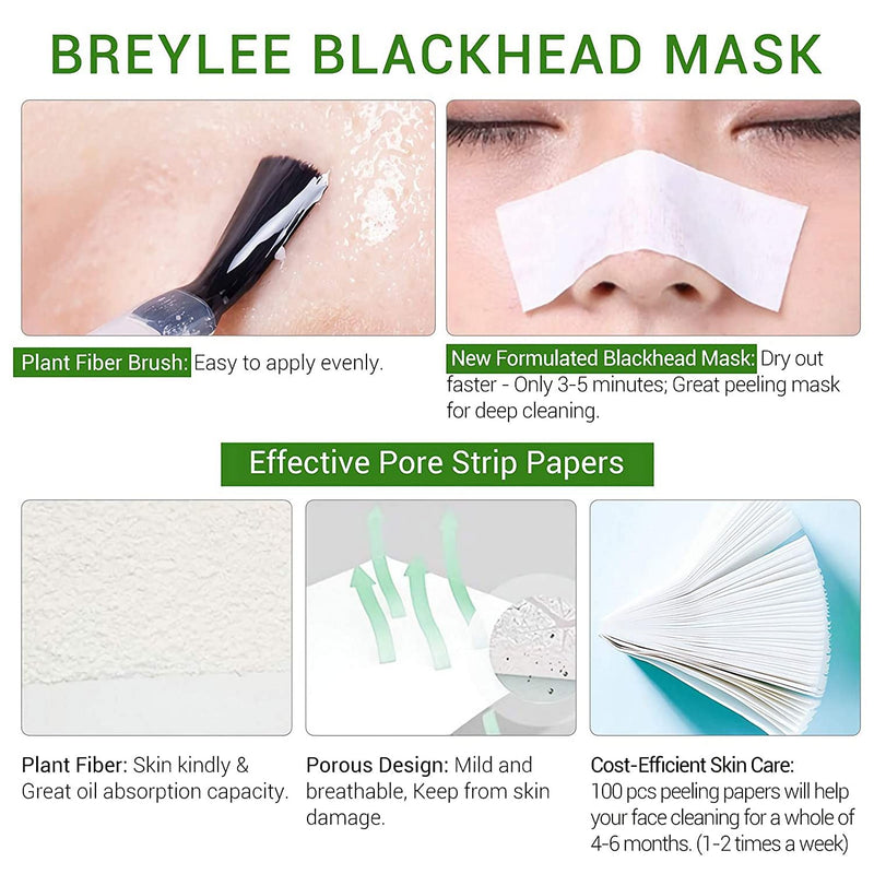 BREYLEE Blackhead Remover, 3 in 1 Blackhead Removing Kit Tea Tree Oil Blackhead Remover Mask Kit