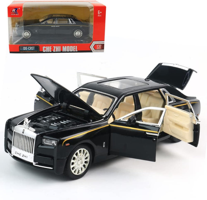 Diecast Cars 1:32 Scale Rolls-Royce Phantom Model Car with Sound and Light for Kids Boy Girl Gift 005405001 - Black