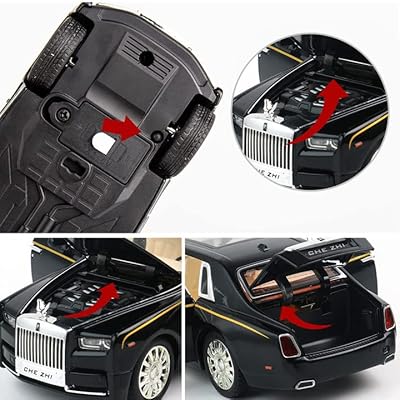 Diecast Cars 1:32 Scale Rolls-Royce Phantom Model Car with Sound and Light for Kids Boy Girl Gift 005405001 - Black