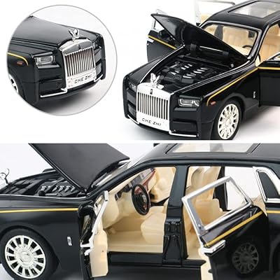 Diecast Cars 1:32 Scale Rolls-Royce Phantom Model Car with Sound and Light for Kids Boy Girl Gift 005405001 - Black