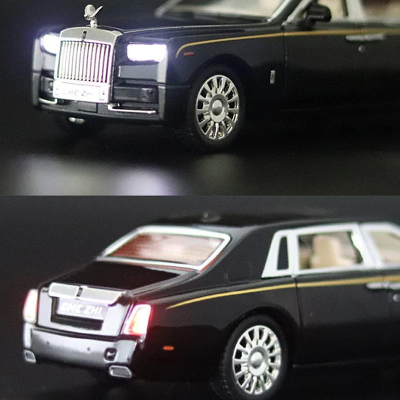 Diecast Cars 1:32 Scale Rolls-Royce Phantom Model Car with Sound and Light for Kids Boy Girl Gift 005405001 - Black