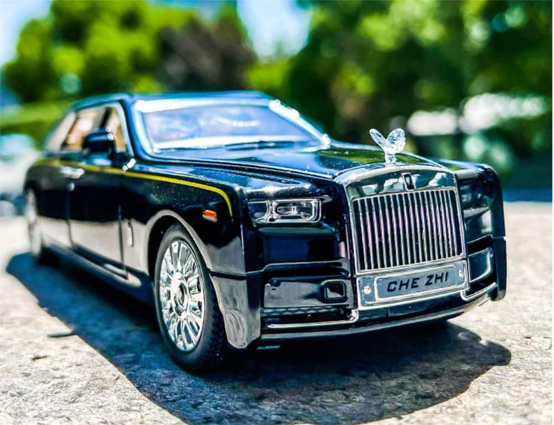 Diecast Cars 1:32 Scale Rolls-Royce Phantom Model Car with Sound and Light for Kids Boy Girl Gift 005405001 - Black