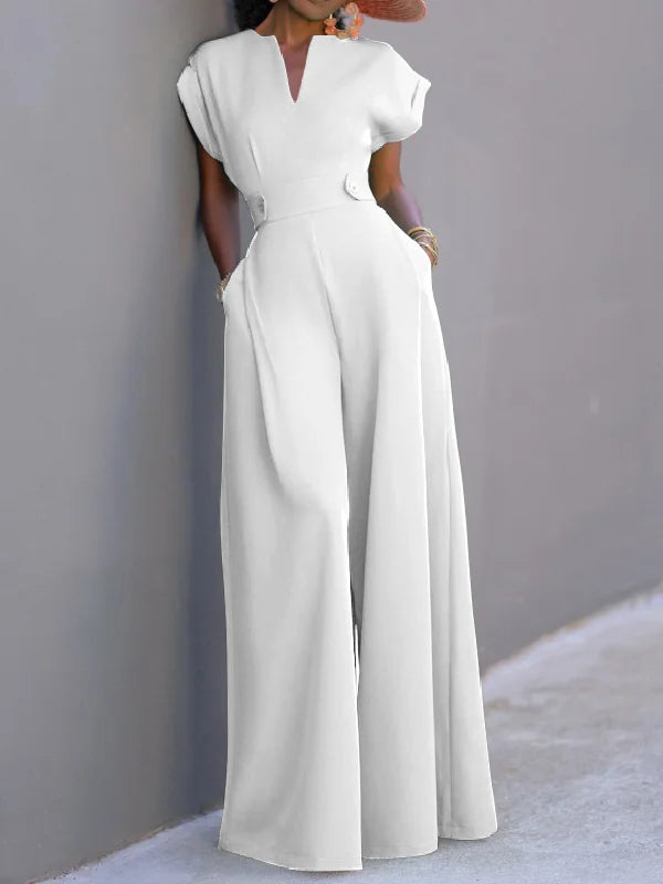 Urban Cap Sleeve Solid Color Wide Leg Jumpsuits 112913 Urban Cap Sleeve Solid Color Wide Leg Jumpsuits 112913