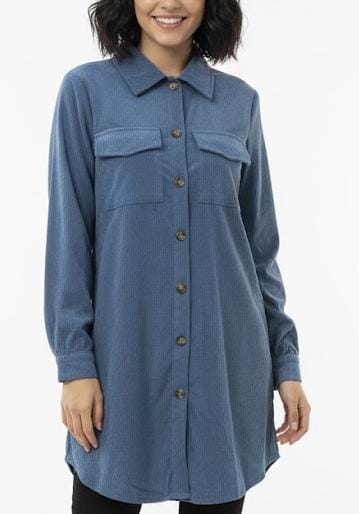 Corduroy Long Shirt Dress 6845