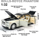 Diecast Cars 1:32 Scale Rolls-Royce Phantom Model Car with Sound and Light for Kids 005405000 - White - TUZZUT Qatar Online Shopping