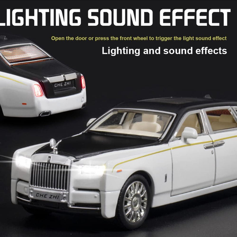 Diecast Cars 1:32 Scale Rolls-Royce Phantom Model Car with Sound and Light for Kids 005405000 - White