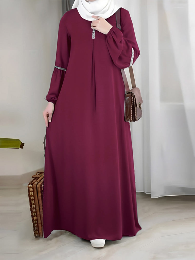Women's Long Sleeve Solid Color Sequins/Glitter Jalabiya XL 434017