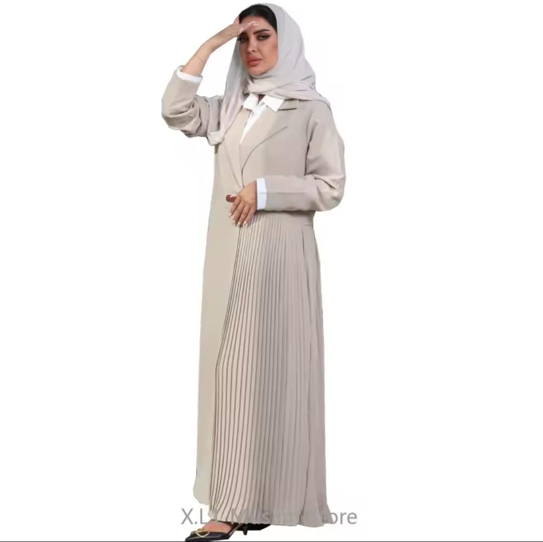 Women Muslim Party Abaya Ramadan Cardigan Pleated Long Dress B-309261 Women Muslim Party Abaya Ramadan Cardigan Pleated Long Dress B-309261