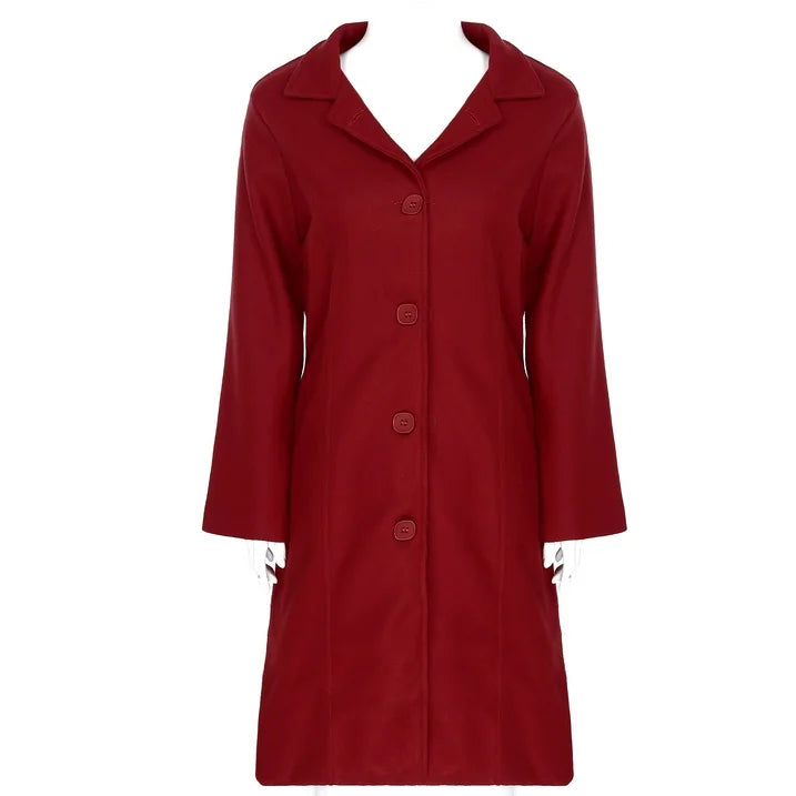 Womens Elegant Lapel Collar Single-Breasted Overcoat 75234 - TUZZUT Qatar Online Shopping