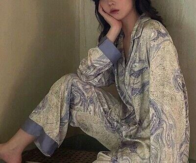 Ice Silk Long-Sleeved Pajamas Home Suit 488299 Ice Silk Long-Sleeved Pajamas Home Suit 488299