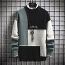 New Men's Semi-turtleneck Sweater Youth Korean Version Fashion Spliced Jumper 2XL S4802337 - Tuzzut.com Qatar Online Shopping