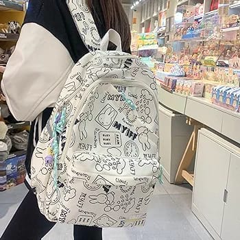 Students Cute Graffitti Large Capacity Backpack Bags  - S5018491