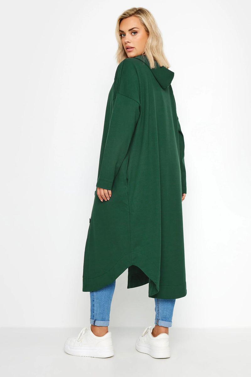 Curve Button Through Hooded Maxi Jacket 55943 - TUZZUT Qatar Online Shopping