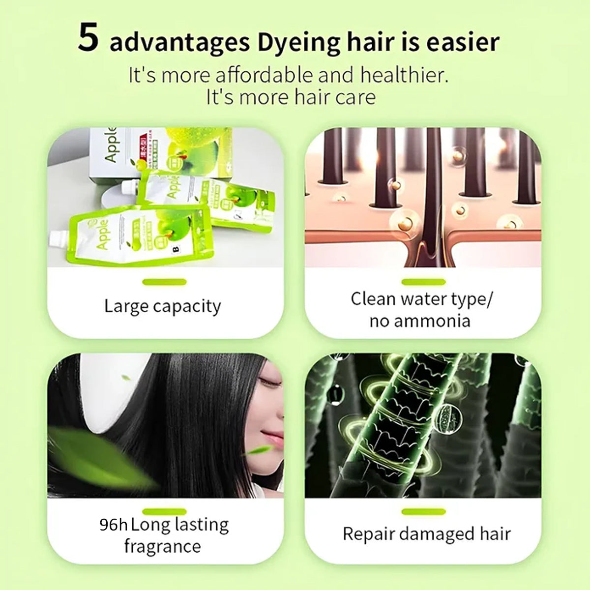 Apple 96 Natural Black Hair Dye Ammonnia Free Hair Colour Cream (500ml* 2) Pack Apple 96 Natural Black Hair Dye Ammonnia Free Hair Colour Cream (500ml* 2) Pack