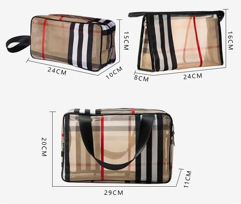 PVC Waterproof Cosmetic Bag With Zipper HandleMakeup Bag Carry Pouch Portable Travel Organizer Bag Storage Waterproof Handbag 3pcs S3744138 - Tuzzut.com Qatar Online Shopping