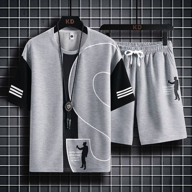 Ice Silk Casual Suit Male Ins Tide Brand Straight Pleated Sports