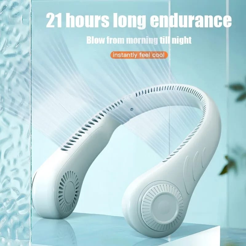 New Hanging Neck Fan Portable Cooling Fan USB Leafless 360 Degree Neckband Fan 78 Surround Air Outlets 6000Mah Rechargeable S3408433 - Tuzzut.com Qatar Online Shopping