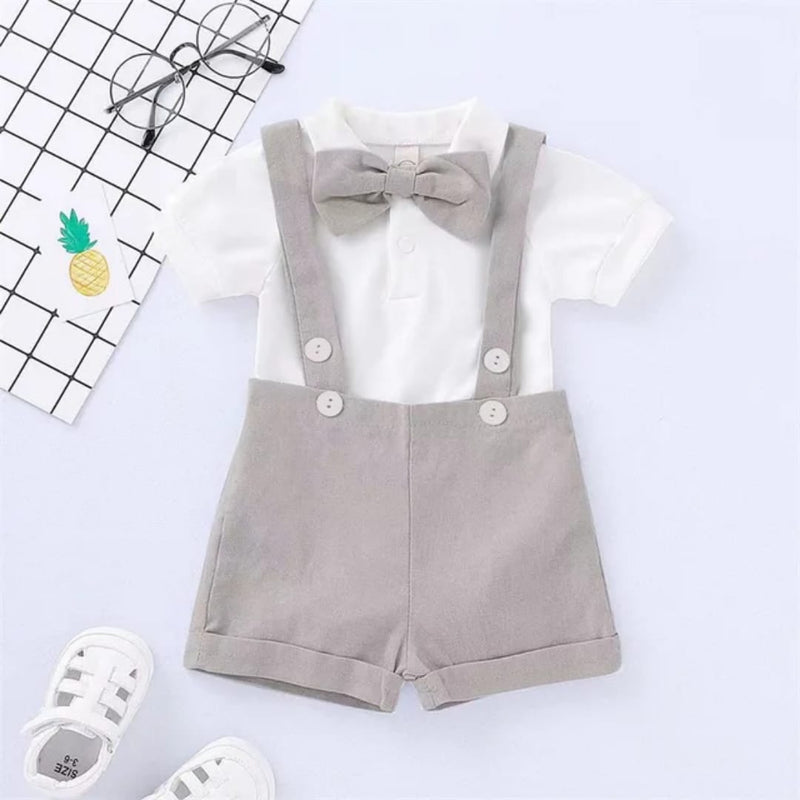 Baby Short Sleeve Romper+Suspender Pant Toddler 2PCS Outfits    127846 - TUZZUT Qatar Online Shopping
