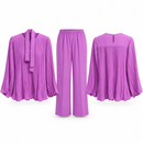 Orchid Purple Pleated Blouse & Trouser Set with belt MC-A47