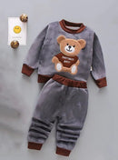 Winter Baby Boys Girls Clothing Sets Autumn Cotton Thick Warm Sweater Cartoon Cute Bear Two-Piece Kids 20052260 - Tuzzut.com Qatar Online Shopping