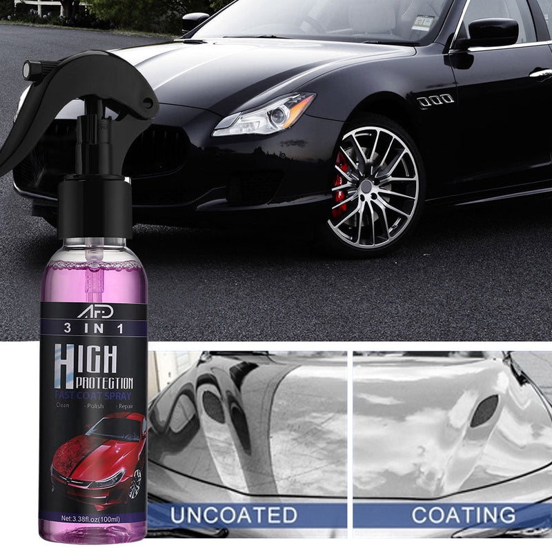 3 in 1 High Protection Quick Ceramic Coating Spray,Automotive Clear Coat Spray,Quick Coat Car Wax Polish Spray for Cars - 100ml