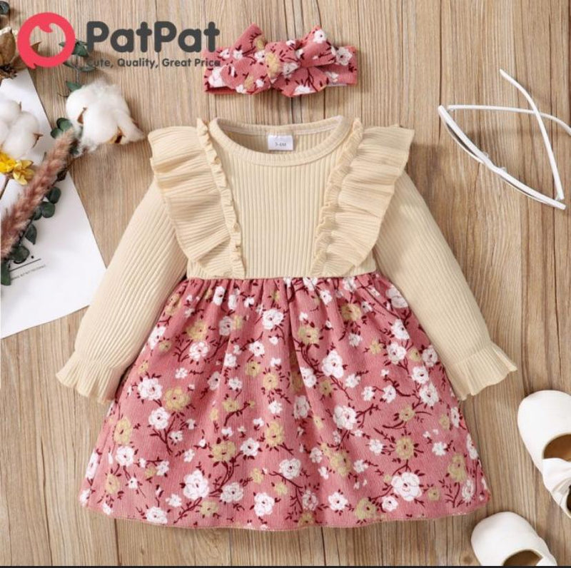 PatPat Baby Girl Love Heart Print Long Sleeve Splicing 3-6M 20154250